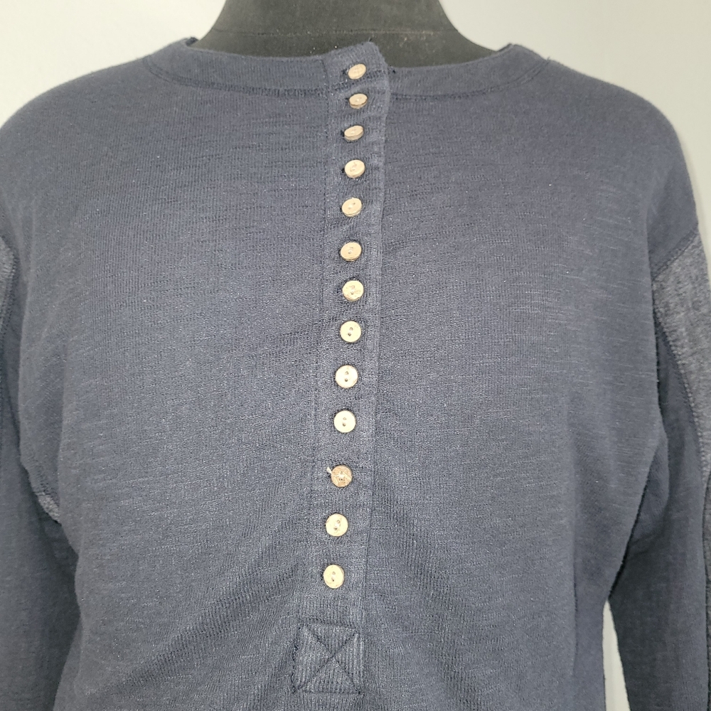 3/$25 Free People Back At It Henley  Long Sleeve Black Top XS WE THE FREE - Picture 4 of 10
